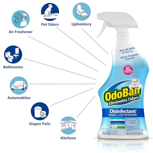 OdoBan Disinfectant Spray - Fresh Linen Scent, 32 oz, Multi-Purpose Cleaner