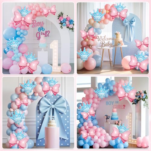 Saxuxu Crown and Bow Foil Balloon Kit for Parties and Baby Showers 10pcs