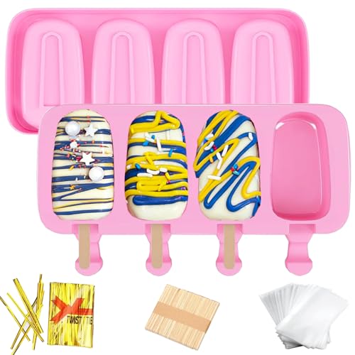 Small Pink Cakesicle Mold Set - Silicone Popsicle Molds with Sticks