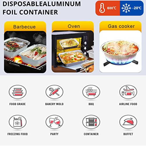 LUCKMETA 7'' Round Disposable Aluminum Foil Pans with Lids - 30 Pack