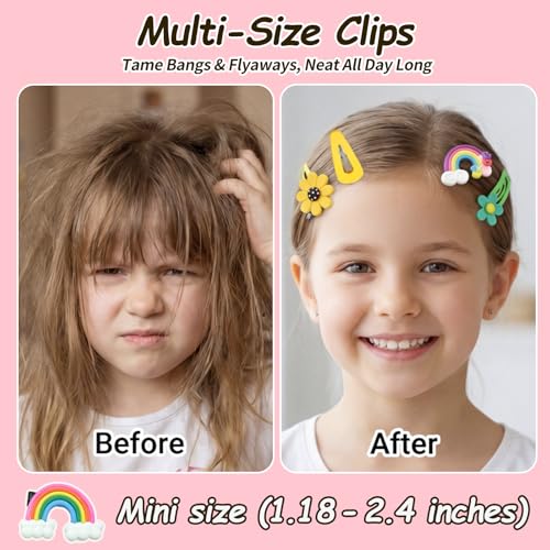 Mimoment 56Pcs Cute Cartoon Hair Clips Non-Slip Toddler Hair Accessories