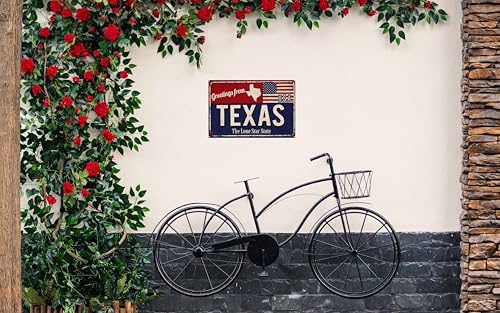 Texas Lone Star State Metal Sign - 8x12in Round Patriotic Plaque