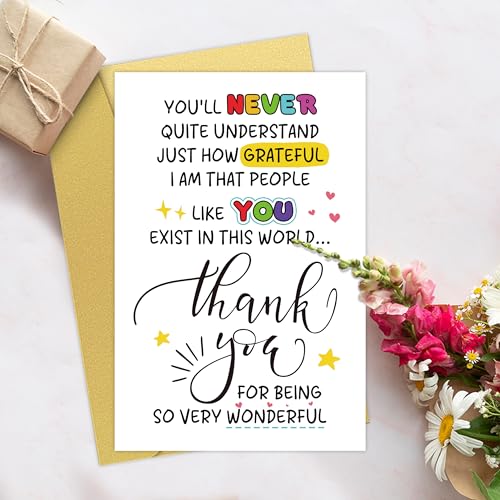 White Thank You Cards with Envelopes 8 x 5.3 Inches - Pack of 6