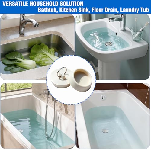Uroventrix 2-Pack Universal Rubber Drain Stopper for Sink & Bathtub