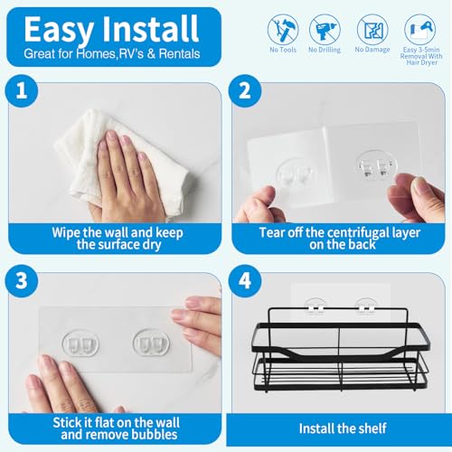 18-Pack Adhesive Shower Caddy Replacement Strips - No-Drill Mounts