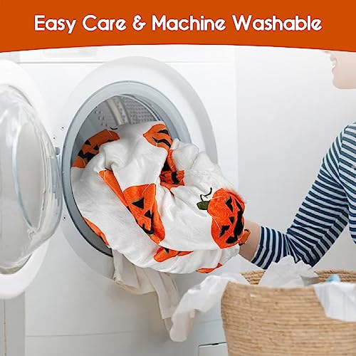 Halloween Pumpkin Face Throw Blanket - 60"x50" Soft Flannel Fleece