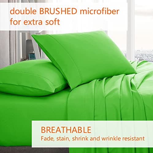 King Lime Green Pillow Case Set of 2 - Double Brushed Microfiber