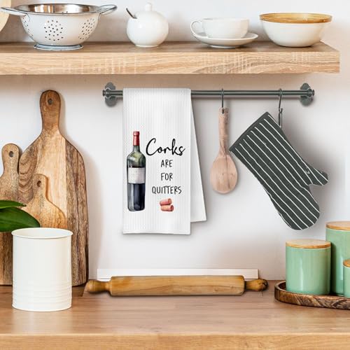 Corks are for Quitters Funny Wine Kitchen Towels - Wine001, 16x24
