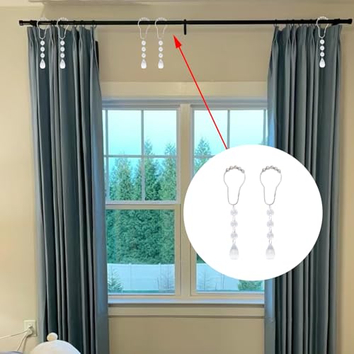 Pocoxll Crystal Bead Shower Curtain Hooks - 12 Pcs Style 1
