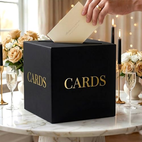 OurWarm Large Black Card Box for Graduation & Anniversary Events