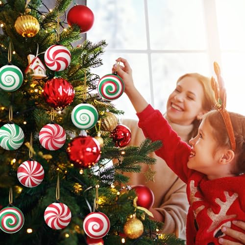 Christmas Candy Ornaments Set - 24 Decorative Hanging Stress Balls - Festive Holiday Decor
