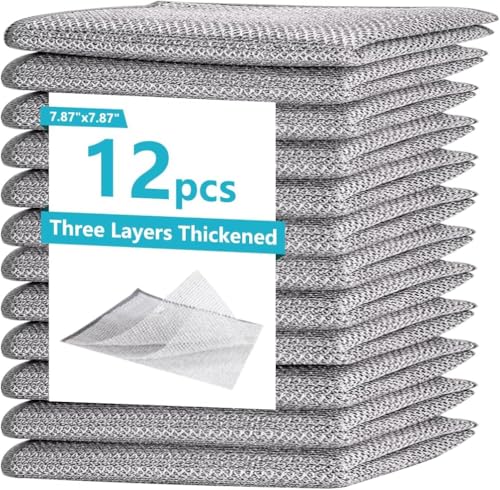 12-Pack Non-Scratch Wire Dishcloths for Kitchen Cleaning - 7.87"