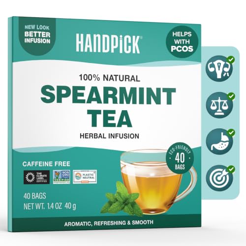 Spearmint Tea Bags - 40 Count | Refreshing Non-GMO Herbal Tea