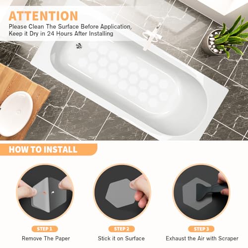 Non-Slip Bathtub Stickers - 24 Clear Adhesive Safety Decals