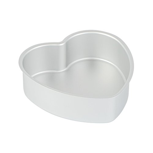 Restaurantware-Met Lux 6 x 6 x 2 Inch Straight-Sided Baking Tins, 12 Heart Shaped Cake Pans - Oven-Ready, Freezable, Anodized Aluminum Heart Baking Pans, Greaseproof, For Valentine’s Day Cakes