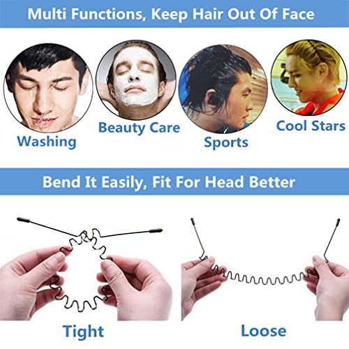 Metal Hairband 2 PCS - Unisex Elastic Non-Slip Wavy Headband for Sports