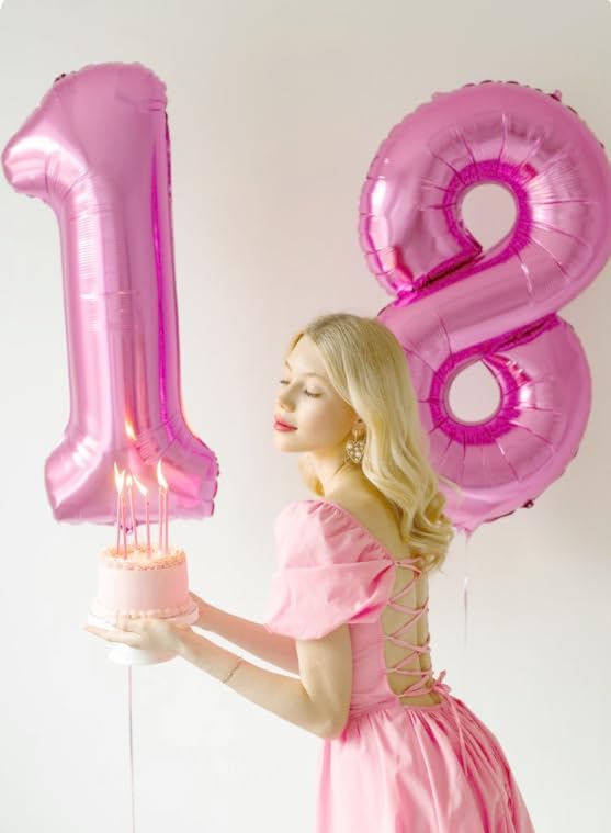 Pink Number 1 Balloon - 40 Inch Foil Birthday Balloon for Boys & Girls | Perfect for 1st, 10th, 11th, 12th, 16th, 18th Birthdays & Anniversaries