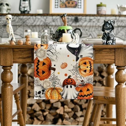 Halloween Table Runner 13x90 Inch Orange Polyester Home Party Decor - Variation of This Listing