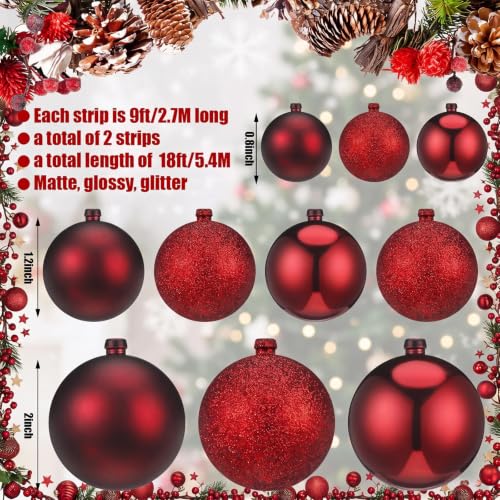 Burgundy Christmas Ball Ornament Garland 9 ft - Set of 2