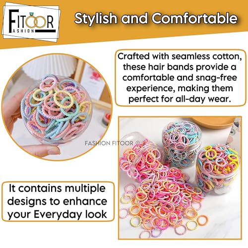 Fashion Fitoor Seamless Cotton Hair Ties & Ponytail Holders 100 Pack