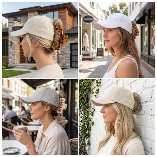 ZHYACPA 6-Piece Hat Claw Clip for Women - Large Non-Slip Hair Clips for Baseball Caps