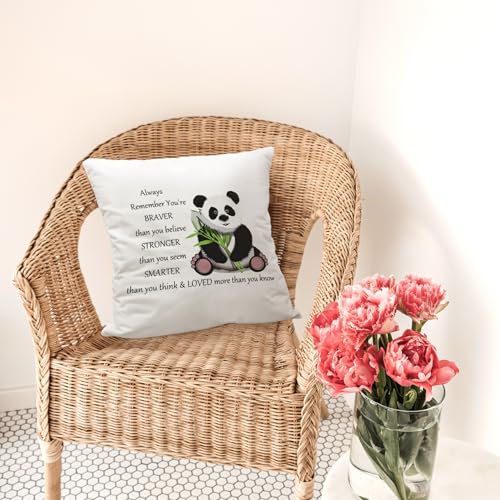 Braver Than You Believe Panda Throw Pillow Cover - 18x18 Inch Flannel Cushion for Home Decor