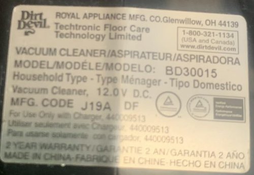 AMOWA Replacement Charger for Dirt Devil 12V Quick Flip Hand Vacuum BD30015 Part # 440009513