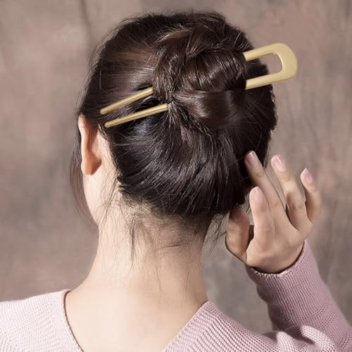 PRAVICS U-Shaped French Hair Pins for Thick Hair, 4Pcs Metal Updo Clips