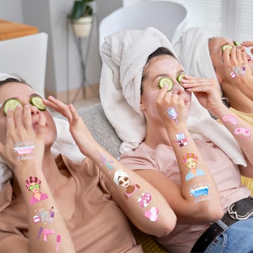 Hxezoc Girls Spa Party Temporary Tattoos 120 Pcs Slumber Birthday Supplies