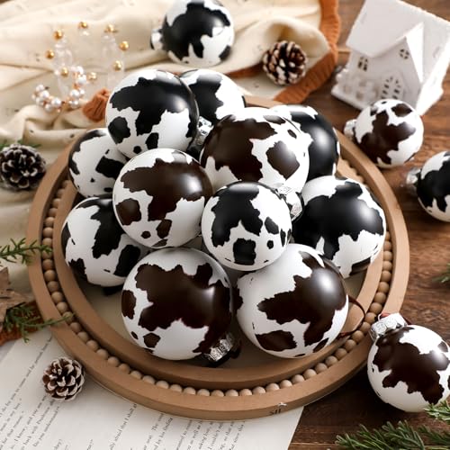 Cowhide Christmas Ornaments Set - 18 Rustic Western Holiday Decorations, 2.36-3.15 Inch, Variation: 24 Pieces