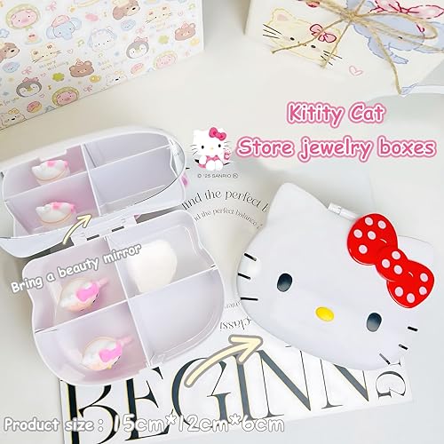 FUAN Cute Kitty Jewelry Box - Portable Anime Storage Case with Mirror