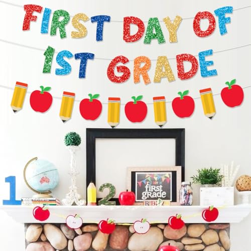 Pre-Strung 1st Grade Welcome Banner - Glittery Back to School Decorations