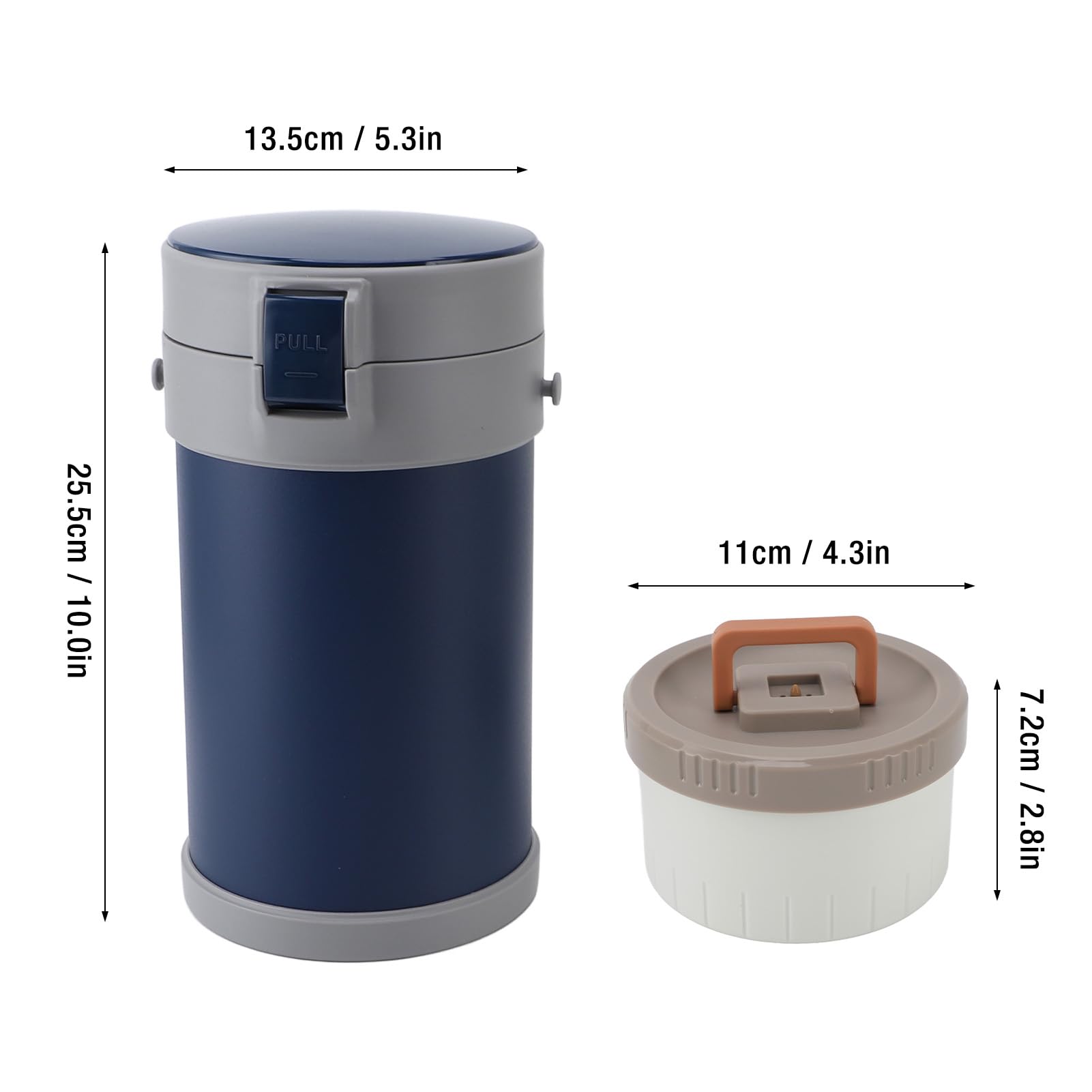 Pssopp Insulated Food Jar 3 Tier Compact Design Microwave Stainless Steel Thermal Lunch Box for Hot Food Soup and More (Blue)