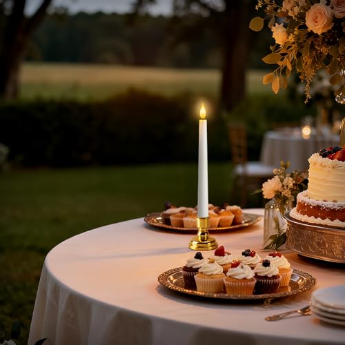 White Flameless Window Candles with Gold Holders Remote Timer - Christmas Decor