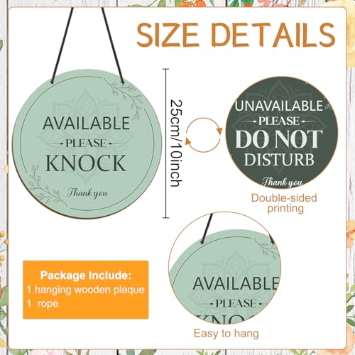 White & Green Do Not Disturb Sign - Please Knock Hanger Plaque, Polite Door Sign for Office & Home