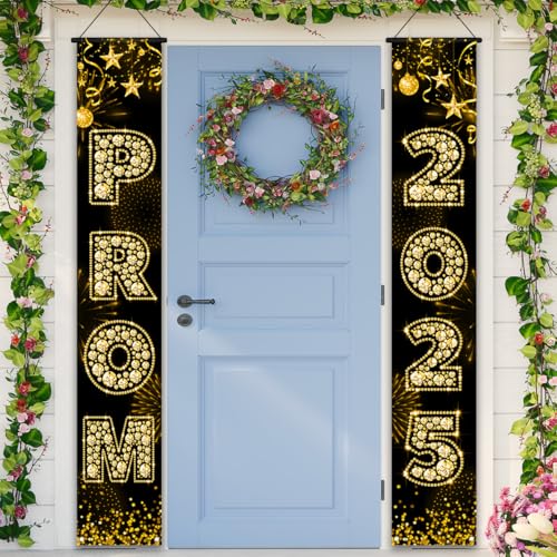 Class of 2025 Graduation Door Cover Banners - Gold Prom Decorations Set