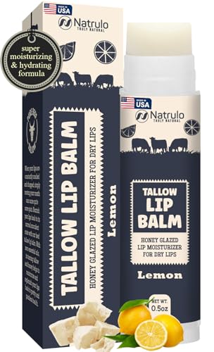 Natrulo Beef Tallow Lip Balm – Grass Fed Tallow & Beeswax Lemon Chapstick
