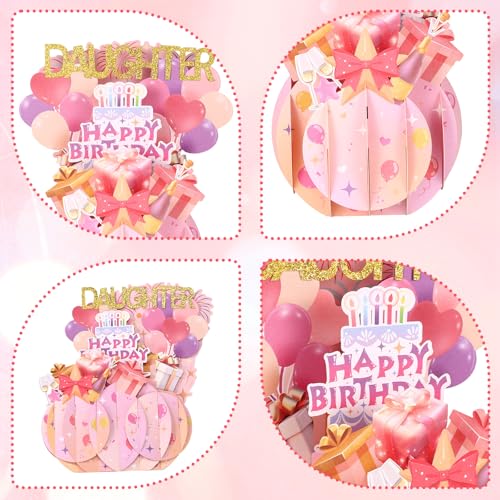 Penitue 3D Pop Up Birthday Card for Daughter with Envelope