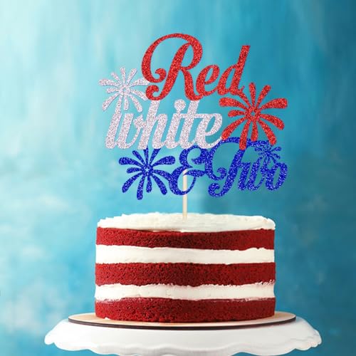 Red White & Two Cake Topper for 4th of July Birthday Party
