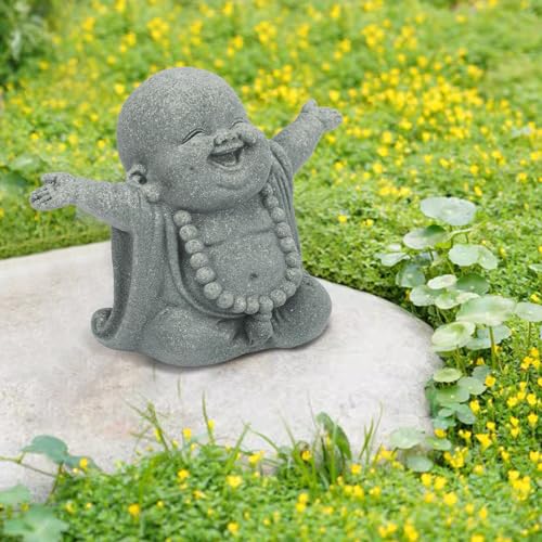 Laughing Buddha Statue - Natural Sandstone Zen Decor for Home & Office