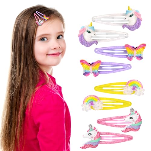 Annilubaby 8Pcs Colorful Butterfly Glitter Hair Clips for Girls
