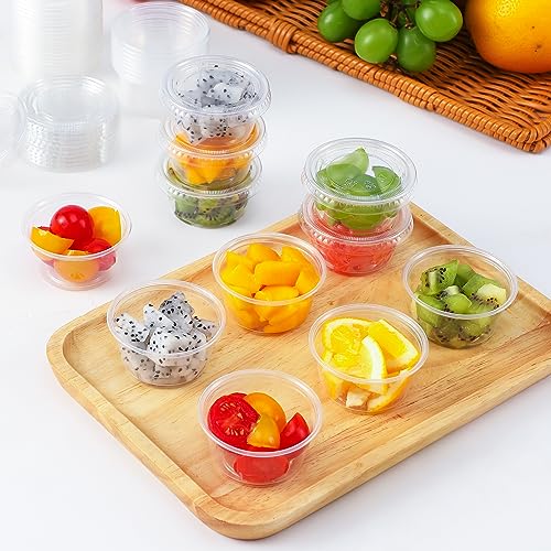 AOZITA 60 Sets 2 oz Plastic Portion Cups with Lids - Airtight & Stackable