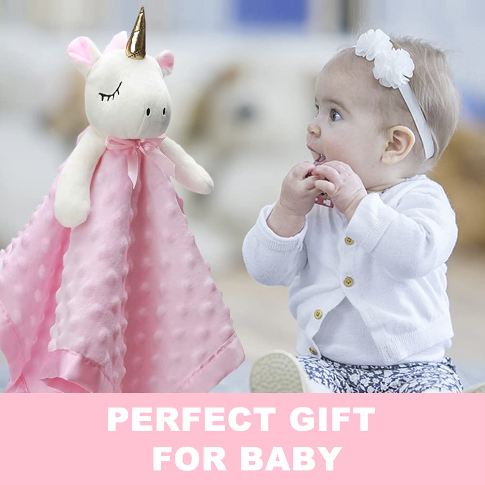 Pro Goleem Unicorn Lovey | Soft Plush Pink Security Blanket for Babies | 16-Inch Snuggle Toy