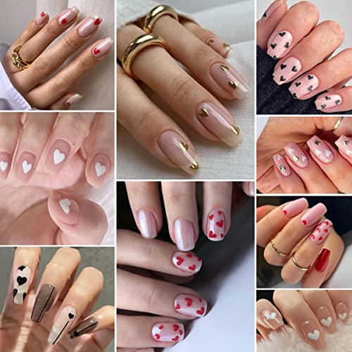 3D Heart Nail Art Stickers 8 Sheets Self-Adhesive Love Decals