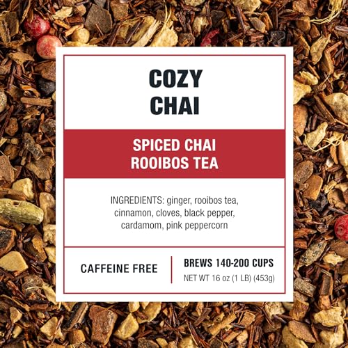 Tiesta Tea Cozy Chai Rooibos, Loose Leaf Spiced Herbal Tea, 200 Cup Pouch