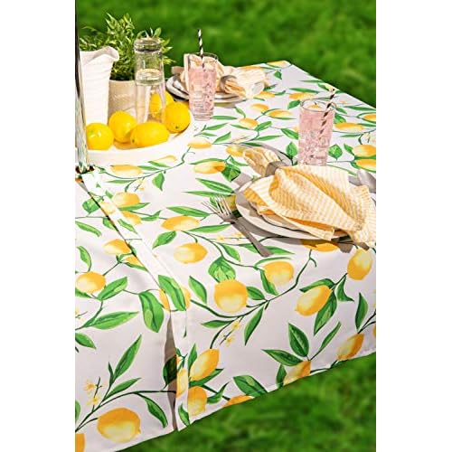 DII Lemon Bliss Outdoor Tabletop, Collection Stain Resistant & Waterproof, 60x120 w/Zipper