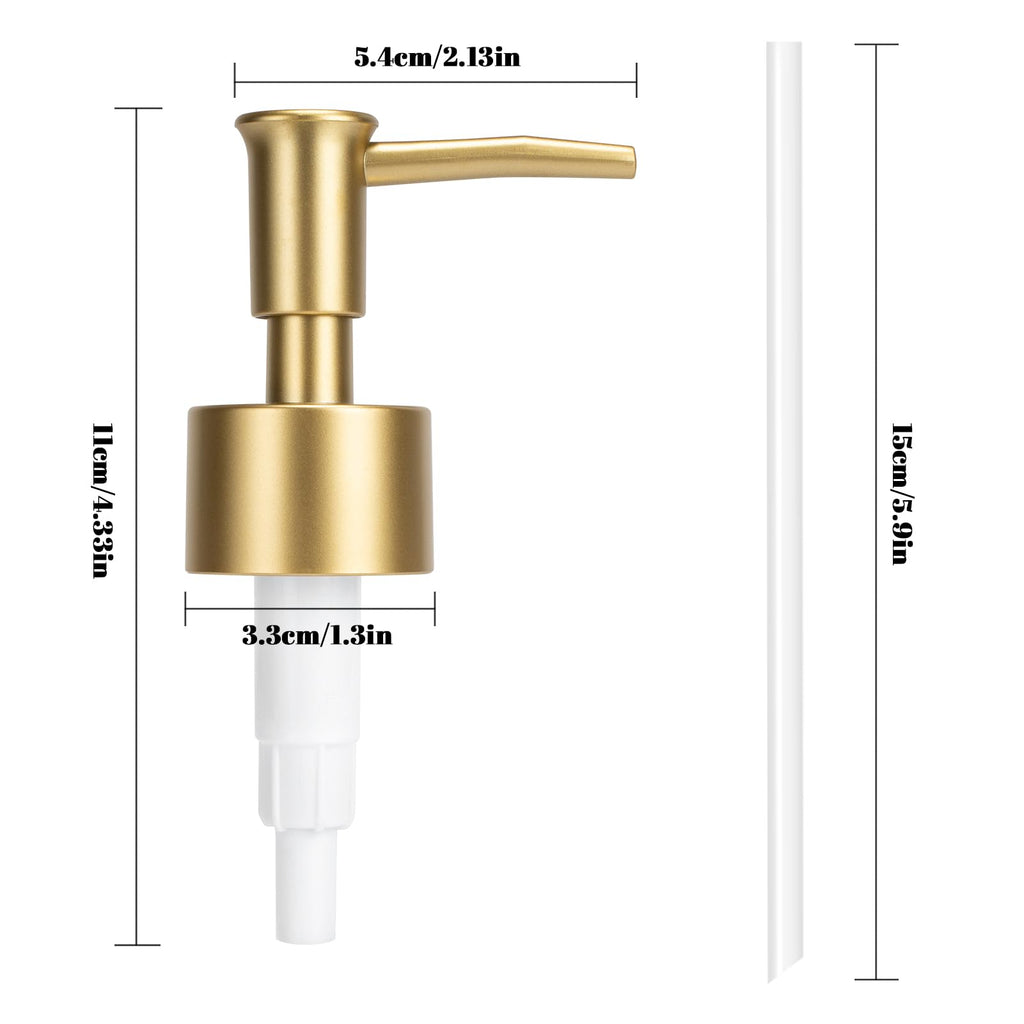 Plastic Soap Dispenser Pump Replacement for Standard 28/400 Thread Size for Your Lotion or Dish Soap Refill Dispenser Kitchen Bathroom 2 Pack(Gold)