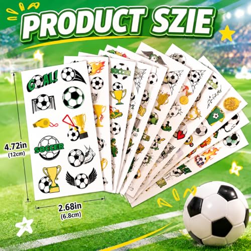 Soccer Temporary Tattoos Bulk Pack - 98PCS Kids Party Favors