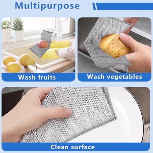 30Pcs Steel Wire Dishcloths for Kitchen Cleaning Non Scratch Reusable Cloths