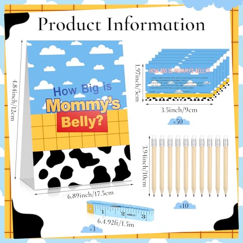 64 Pcs Cartoon Sky Baby Shower Games Kit - How Big is Mommy's Belly